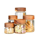 4oz 12oz 16oz High Borosilicate Airtight Glass Jar with Acacia Wood Lid